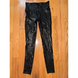 SPANX Women’s Black All Over Faux Leather Leggings Size M Medium Pull On